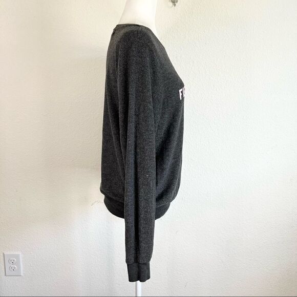 Wildfox Gray Fierce Female Brushed Knit Fleece Pullover Sweatshirt Small - Picture 5 of 7